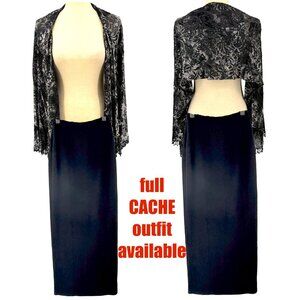 Vintage Cache Womens Pencil Skirt XXS Black Front Zip Slit Long Minimalist Sexy